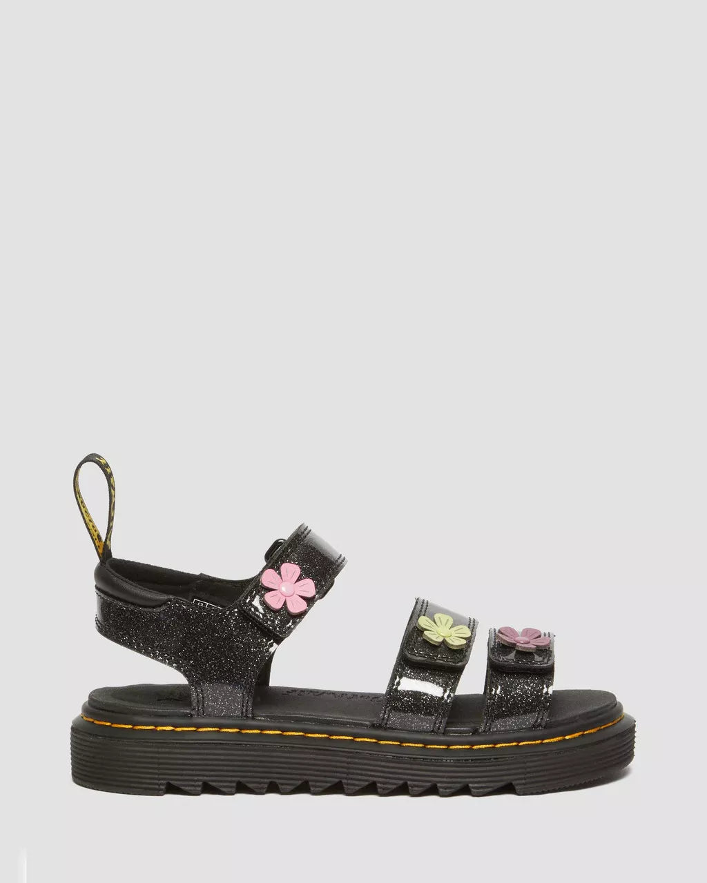 DR MARTENS Junior Klaire Coated Glitter Velcro Sandals