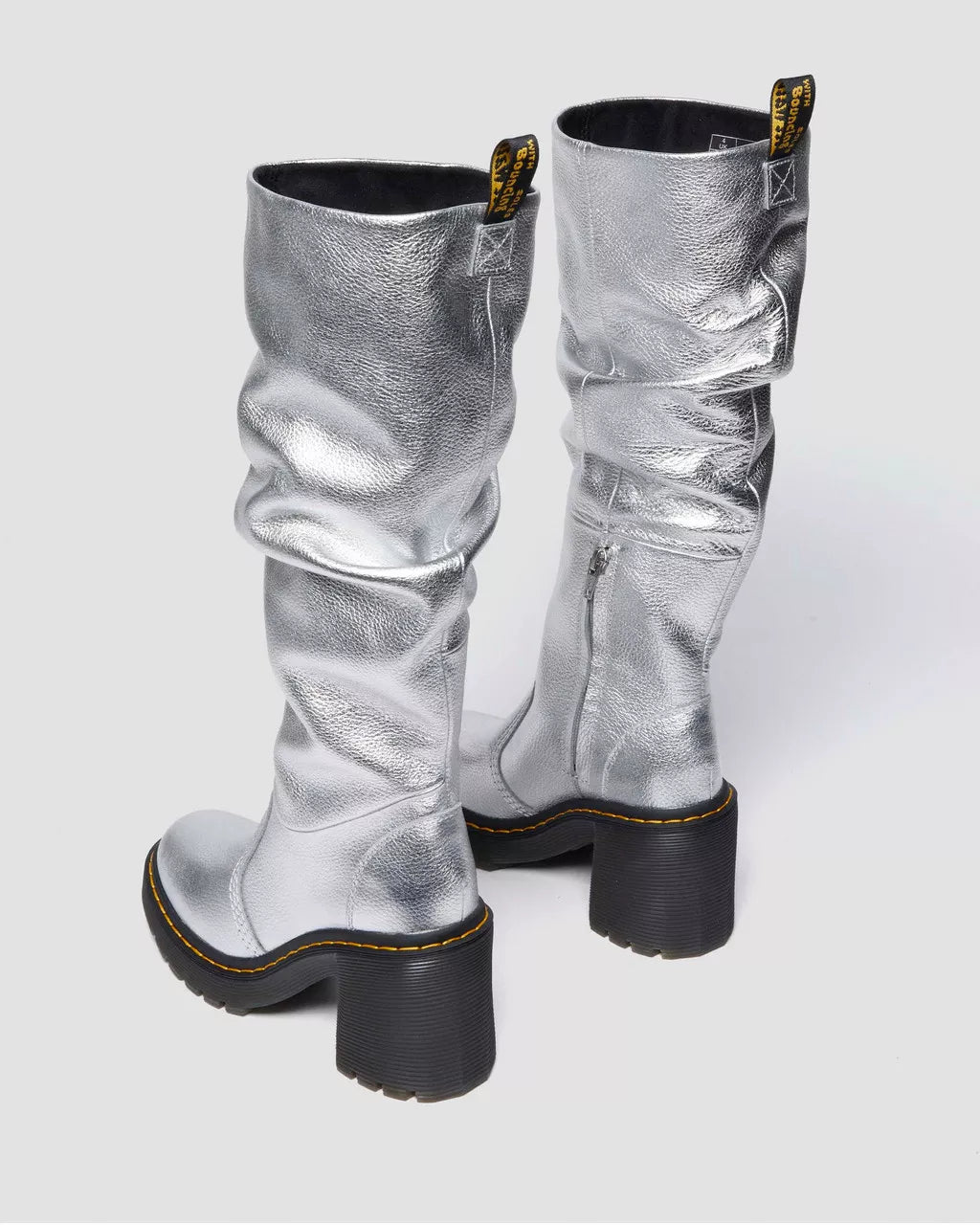 DR MARTENS Kasey Metallic Leather Knee High Heeled Boots