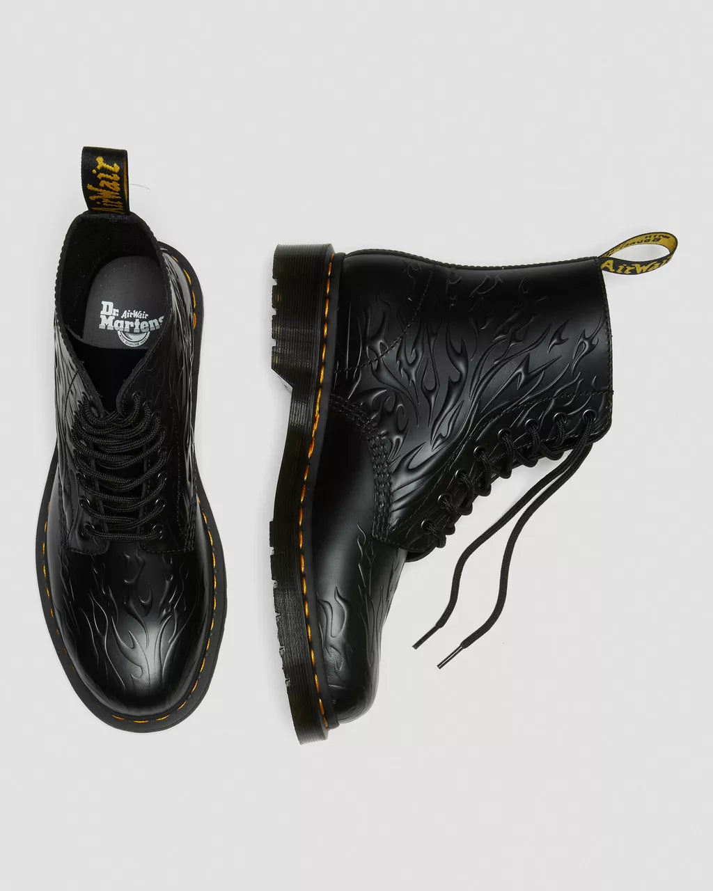 DR MARTENS 1460 Flames Emboss Leather Lace Up Boots