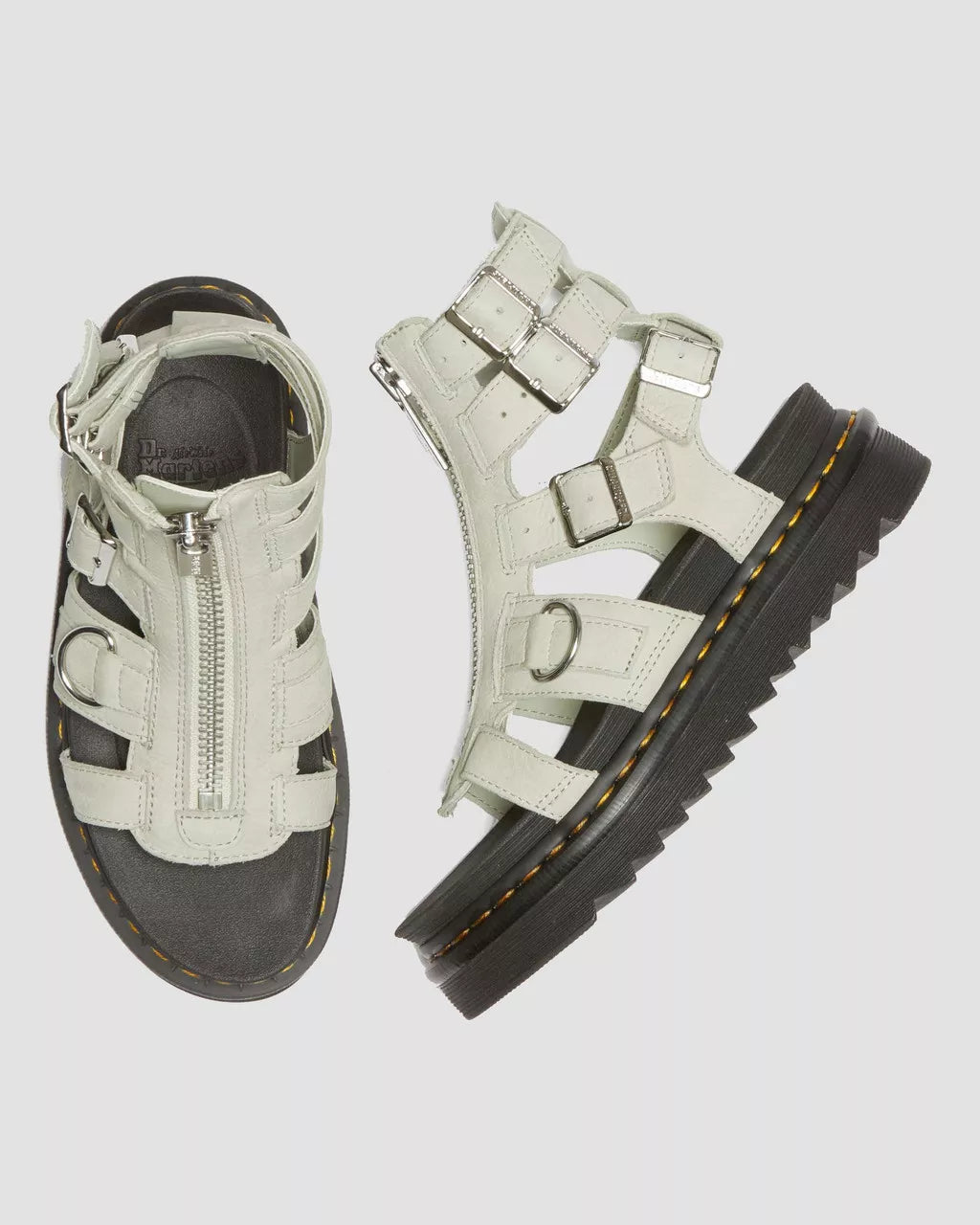 DR MARTENS Olson Tumbled Nubuck Leather Gladiator Zip Sandals