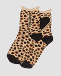 Leopard Heart Cotton Blend Socks