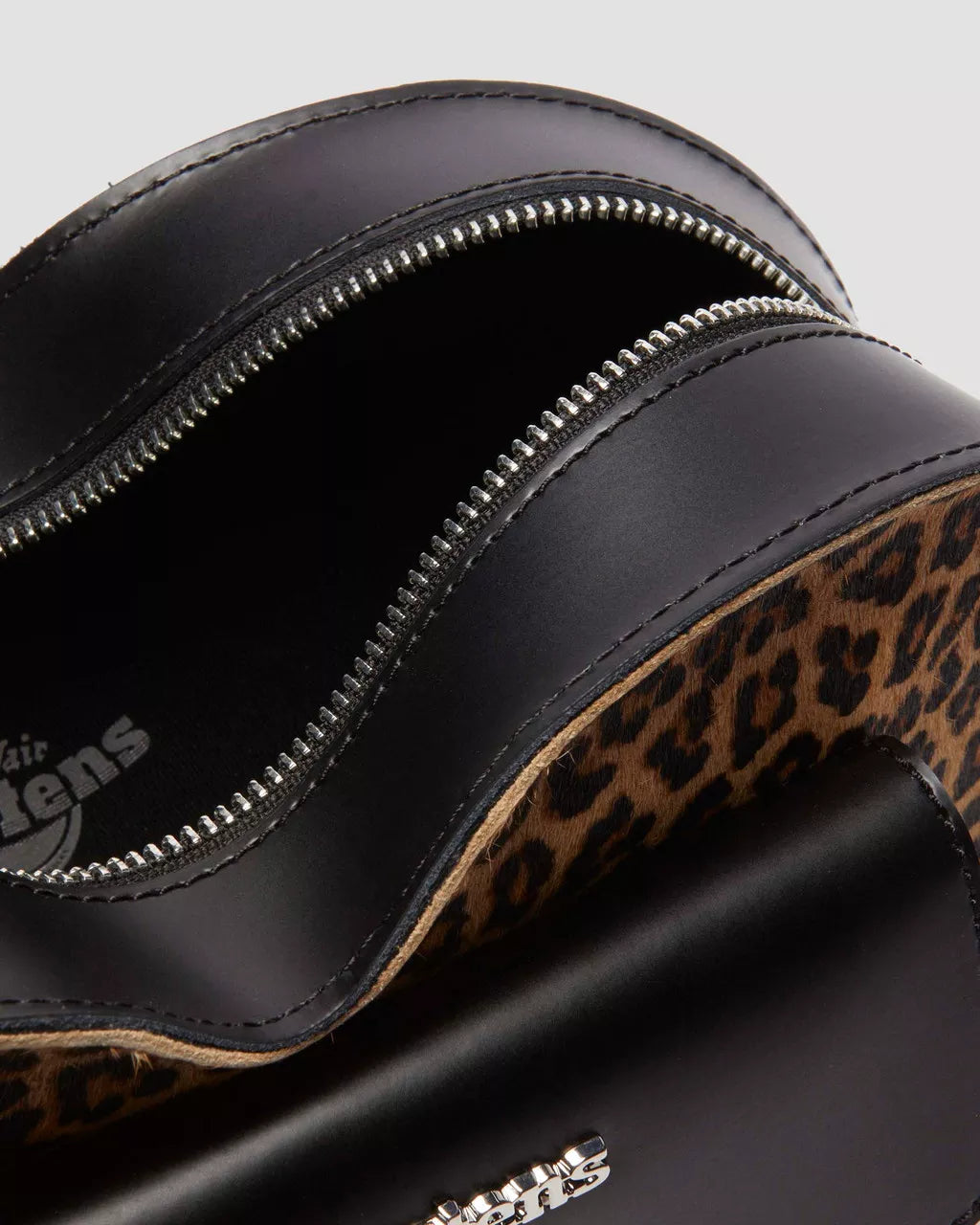 DR MARTENS Leopard Hair-On Kiev Leather Heart Shaped Bag