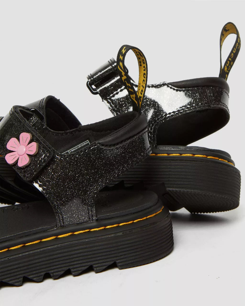 DR MARTENS Junior Klaire Coated Glitter Velcro Sandals