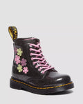 DR MARTENS Toddler 1460 Glitter &amp; Flower Applique Lace Up Boots