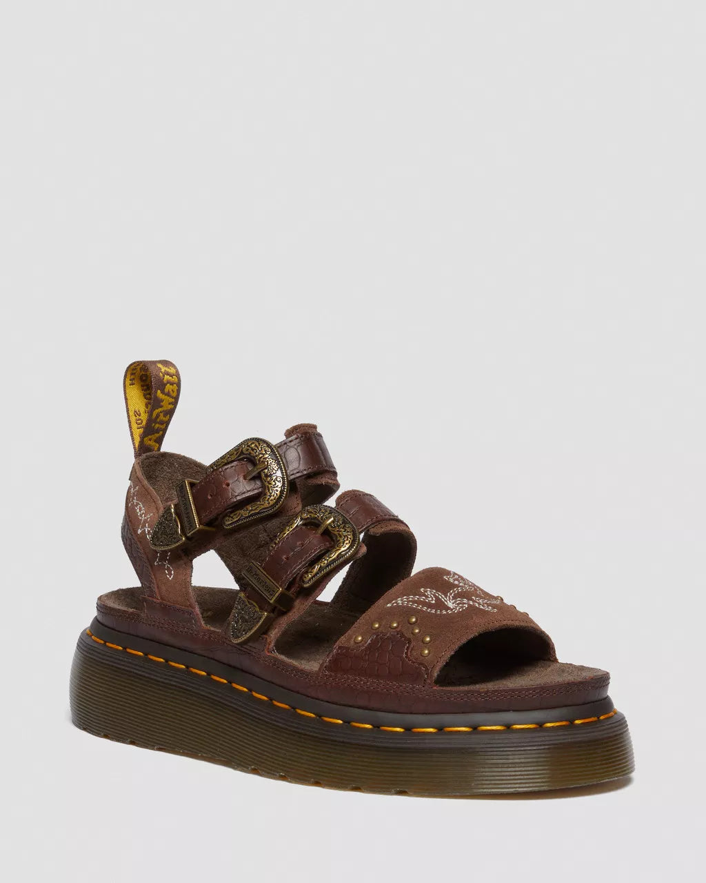 DR MARTENS Gryphon Gothic Americana Leather Platform Sandals