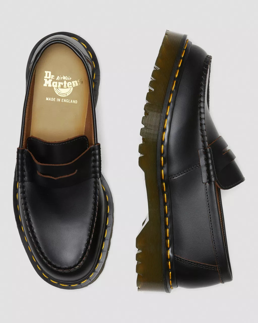 Penton Bex Yellow Stitch Quilon Leather Loafers