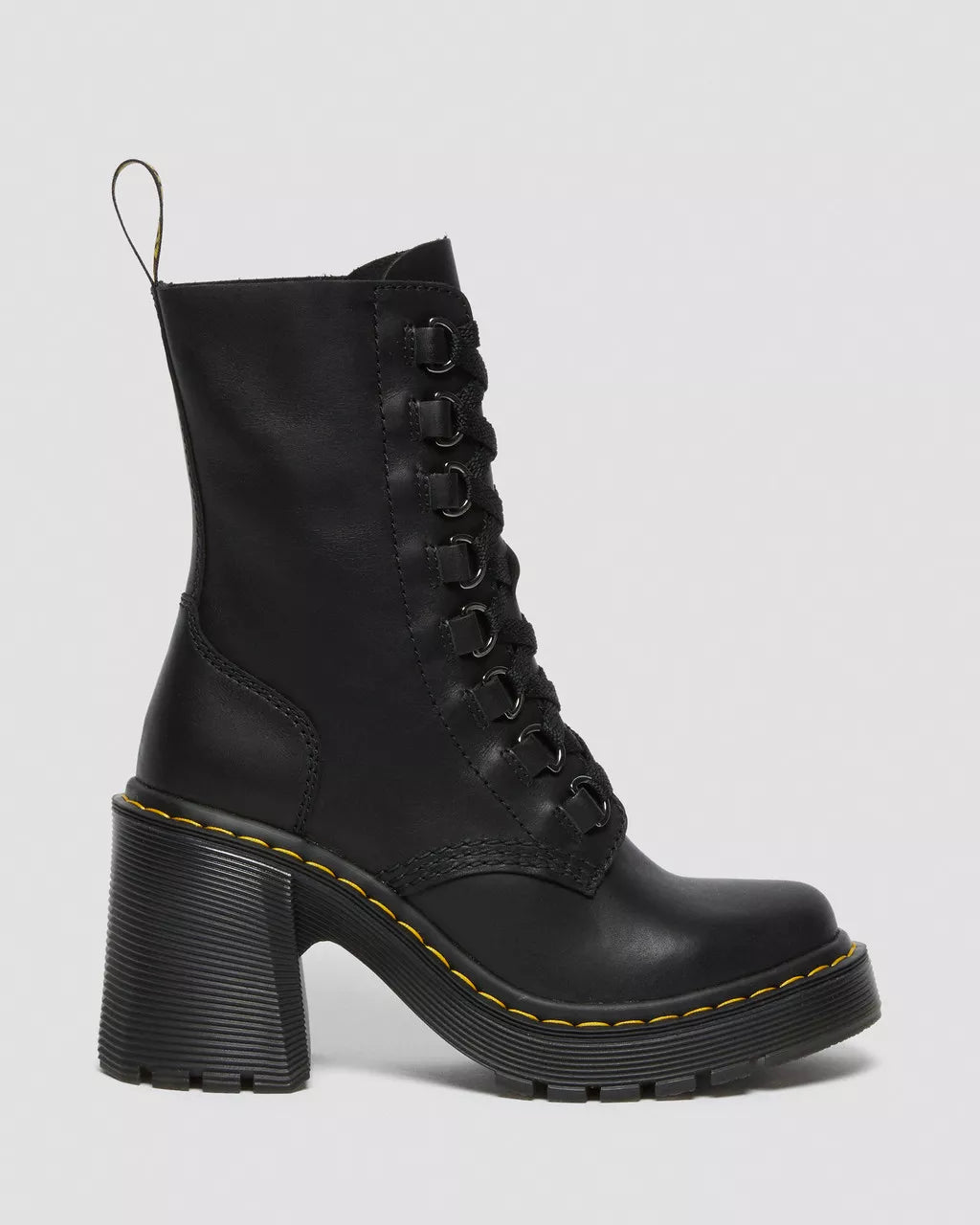 Chesney Leather Flared Heel Lace Up Boots