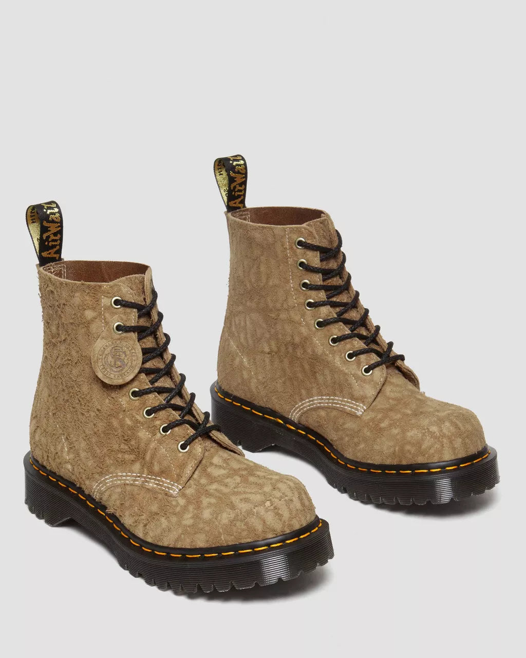 DR MARTENS 1460 Pascal Made in England Emboss Suede Lace Up Boots
