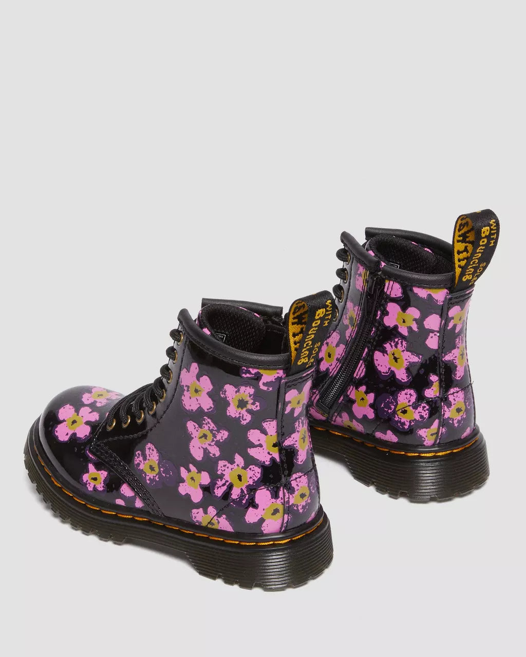DR MARTENS Toddler 1460 Floral Patent Boots