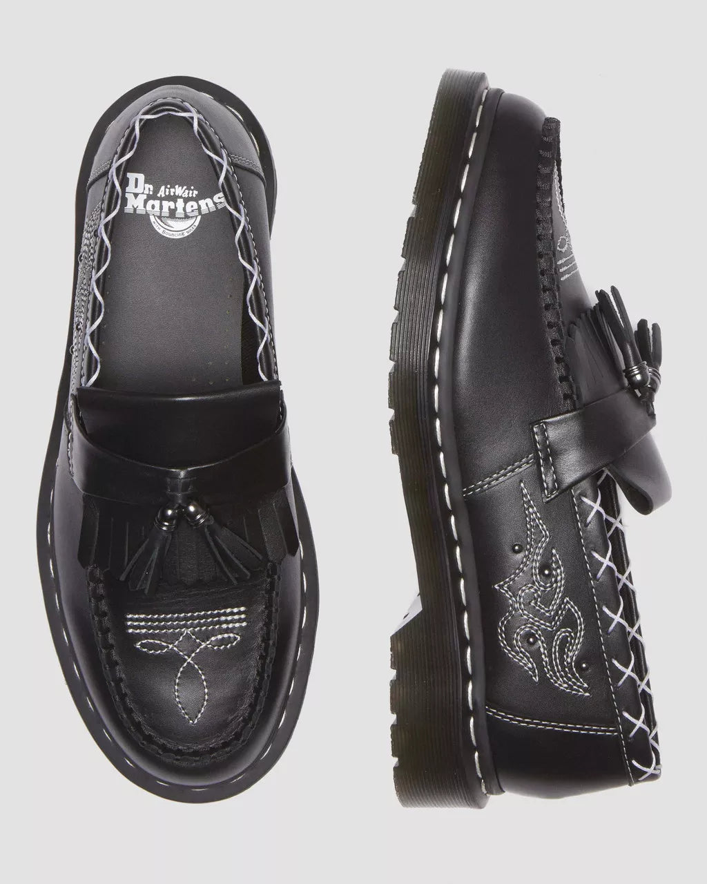 DR MARTENS Adrian Contrast Stitch Leather Tassel Loafers