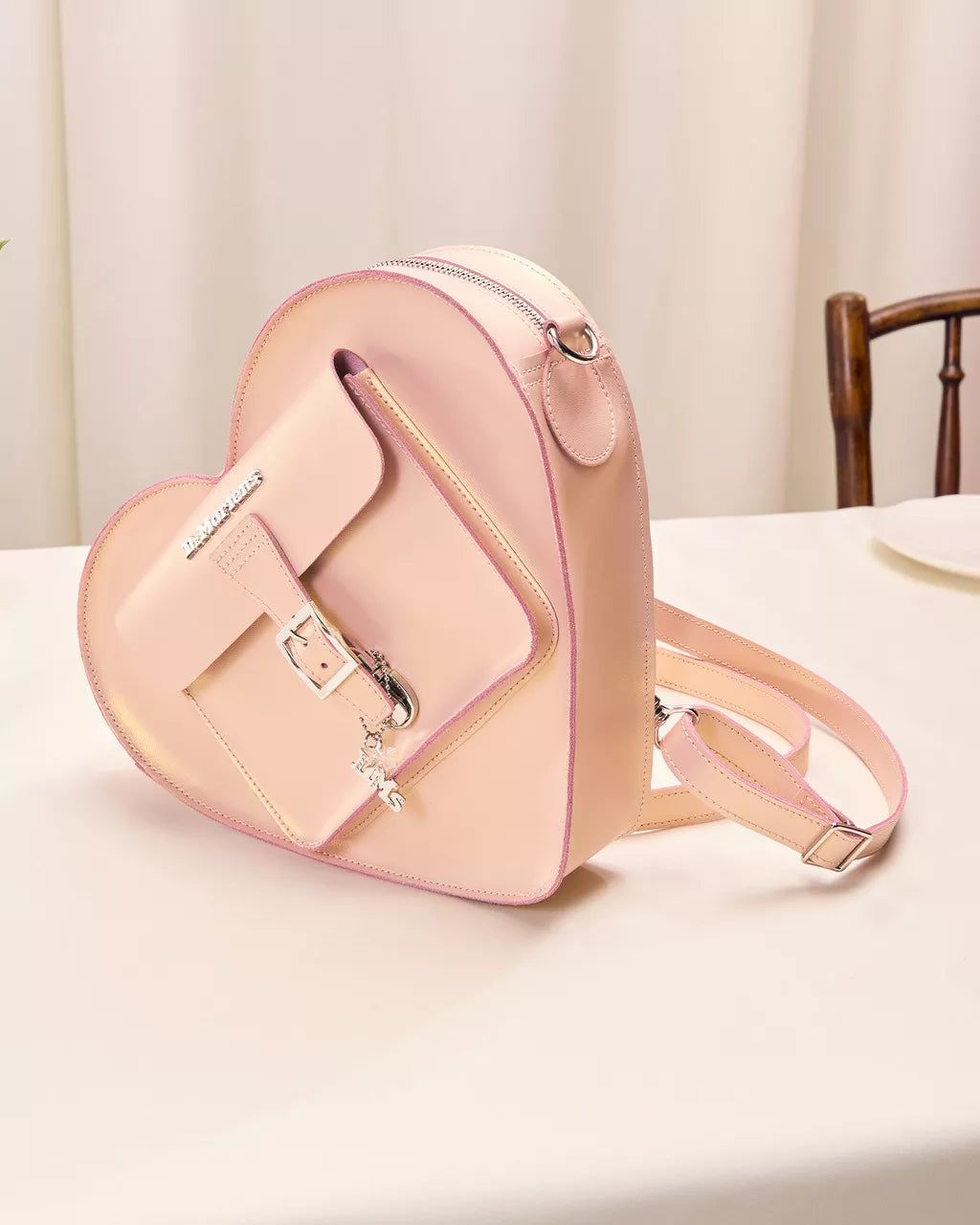 DR MARTENS Metallic Shift Leather Heart Shaped Bag