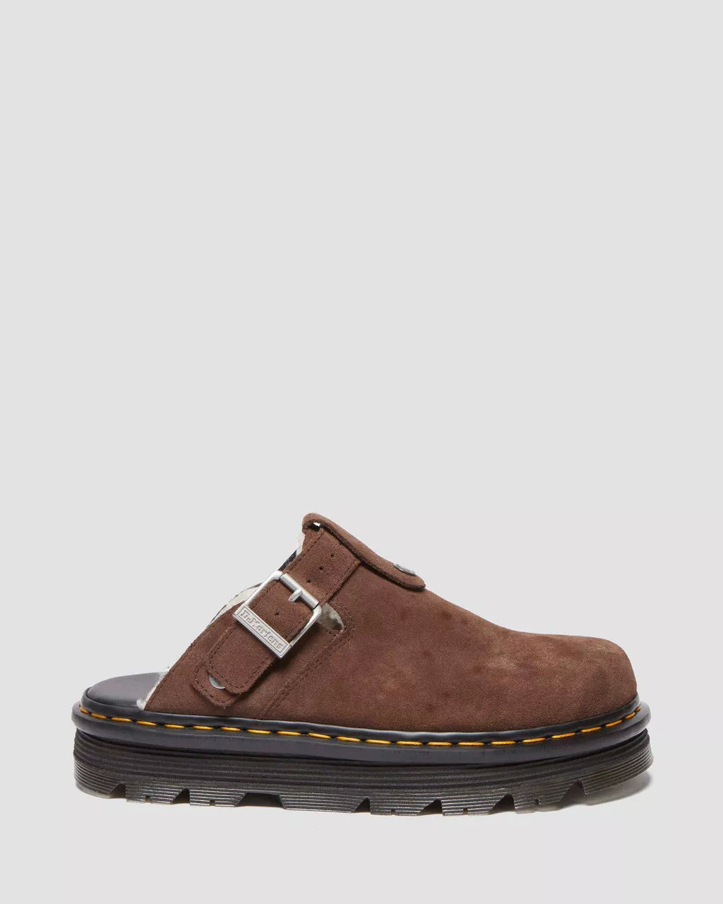 Zebzag Suede Fleece-Lined Platform Mules