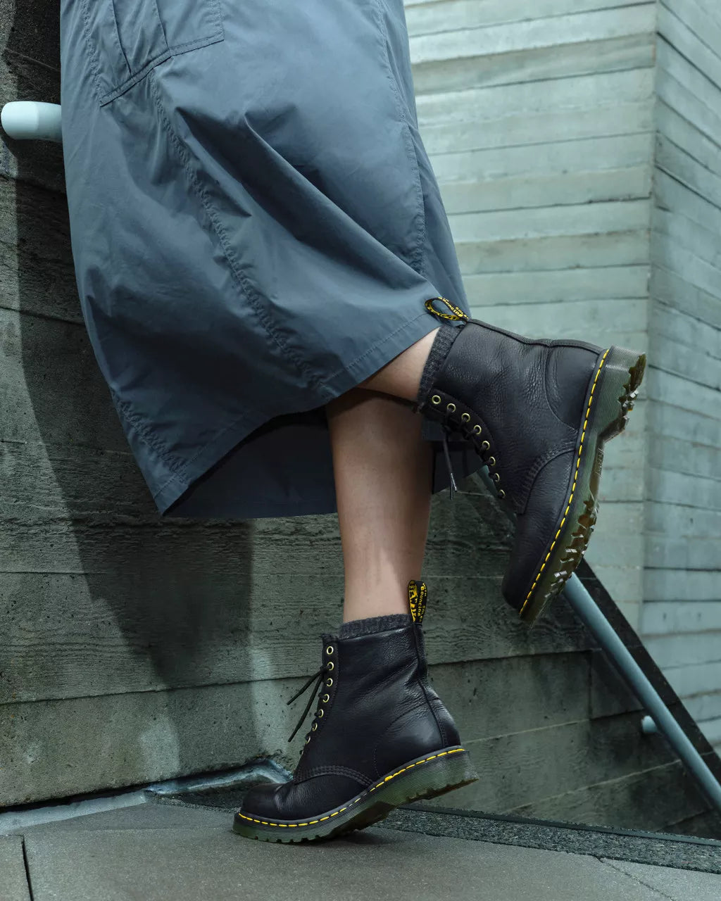 1460 Faux Fur Lined Grizzly Leather Lace Up Boots