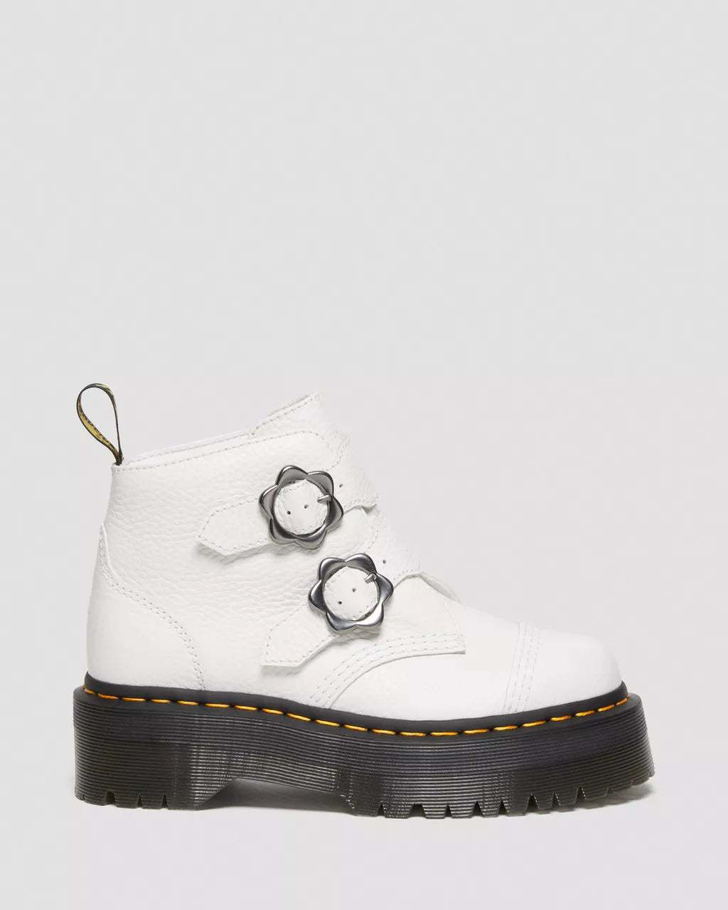 Devon Flower Buckle Milled Nappa Leather Platform Boots