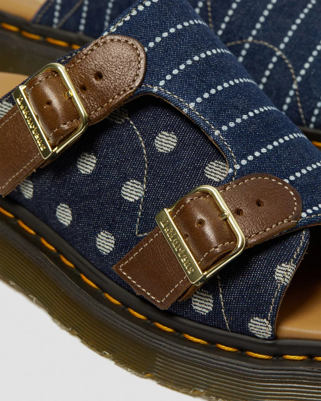 DR MARTENS Dayne Made in England Pinstripe Dot Slide Sandals