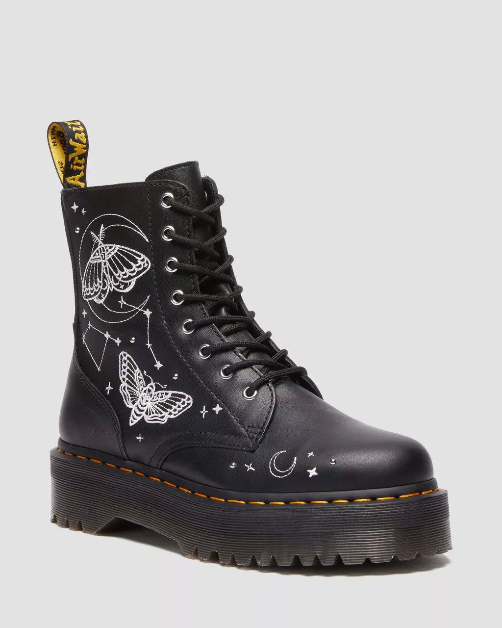 JADON CELESTIAL MOTH EMBROIDERED PLATFORM BOOTS