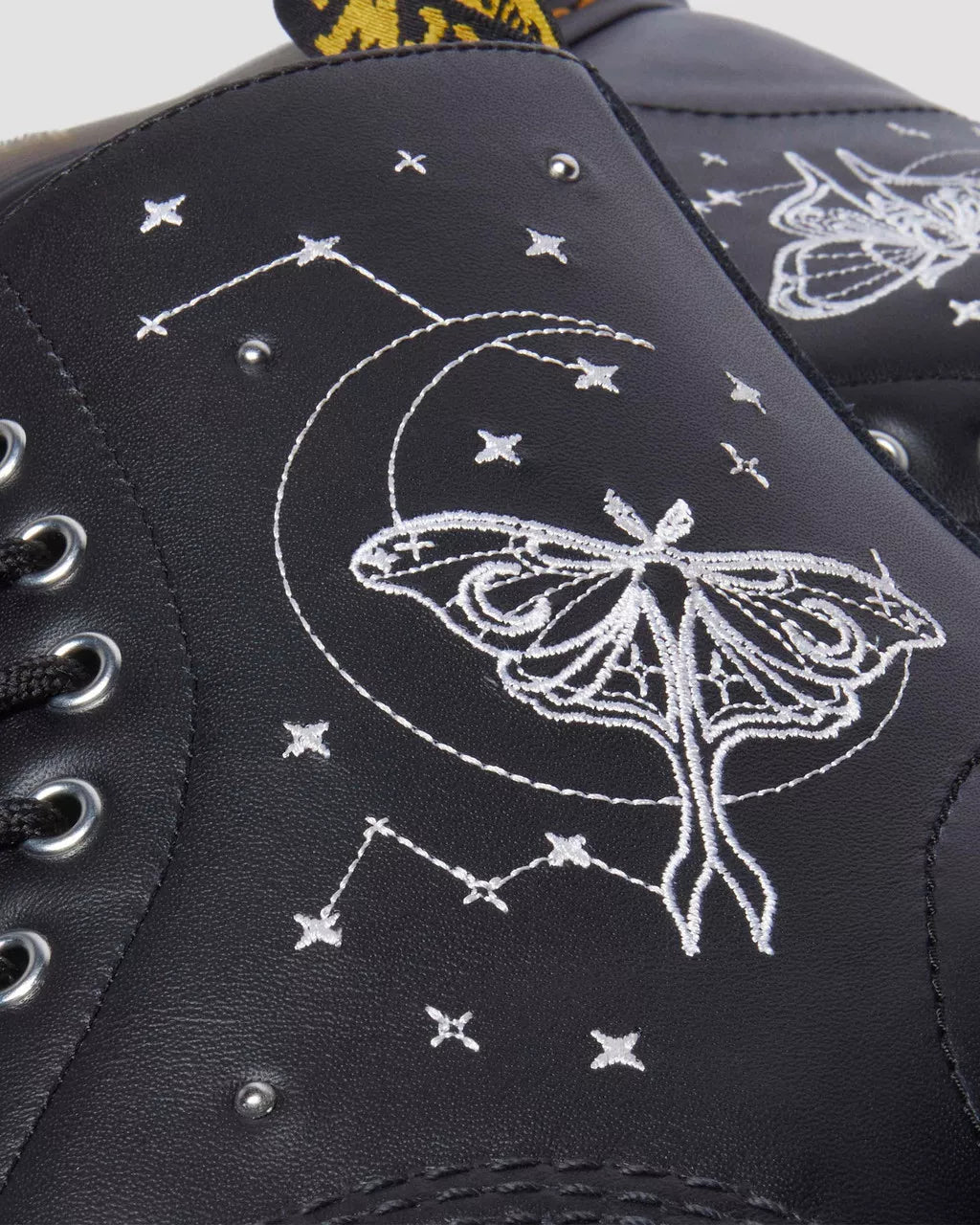 DR MARTENS 1460 CELESTIAL MOTH EMBROIDERED LACE UP BOOTS