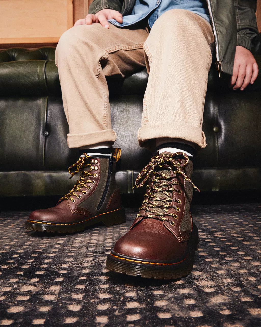 Junior 1460 Panel Canvas &amp; Leather Boots