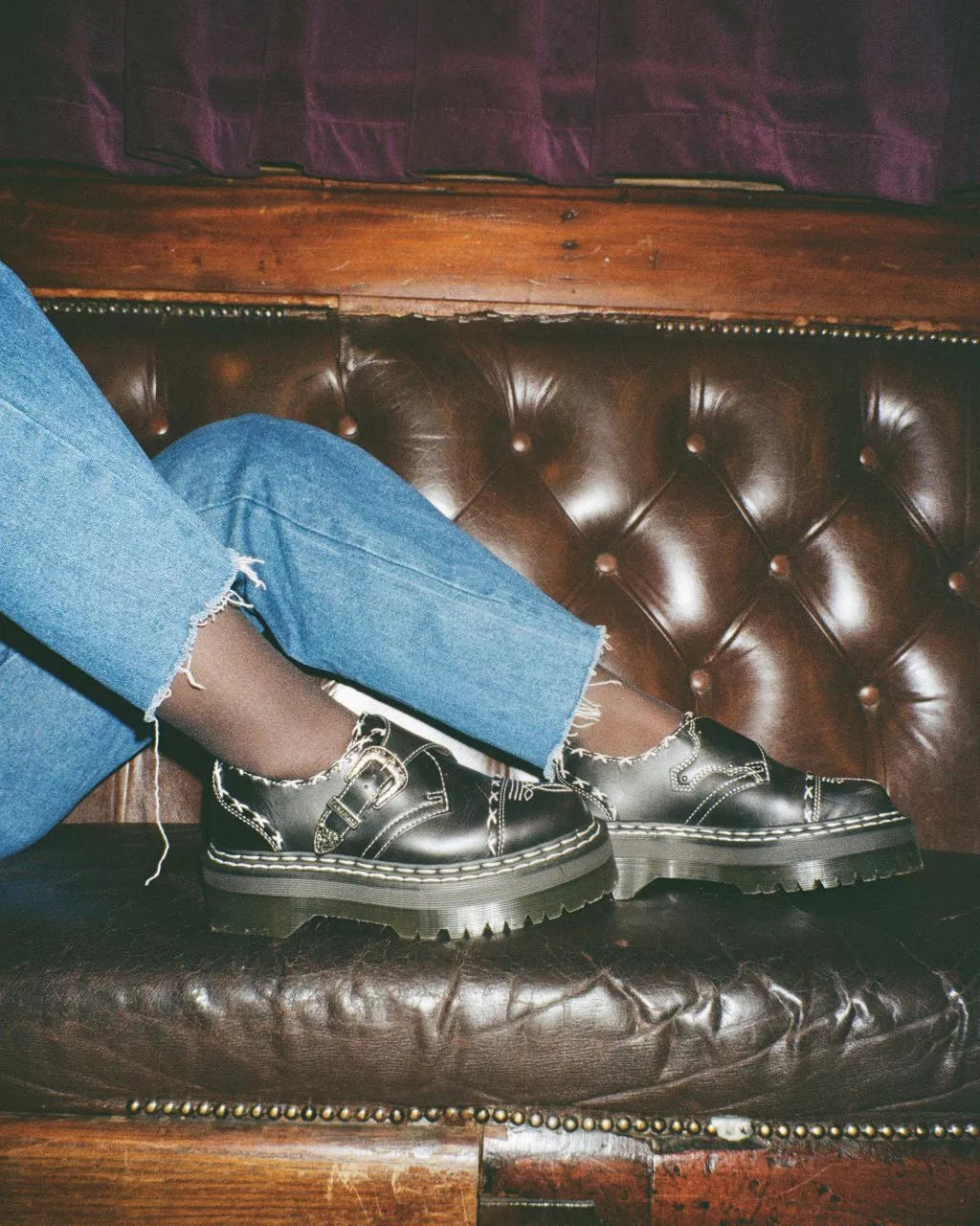 DR MARTENS Monk Strap Quad Contrast Stich Platform Shoes
