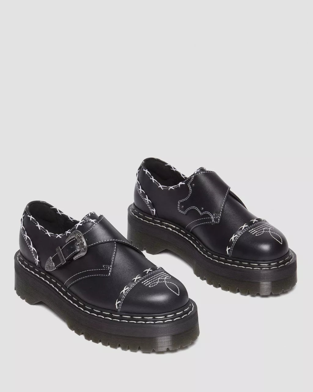 DR MARTENS Monk Strap Quad Contrast Stich Platform Shoes
