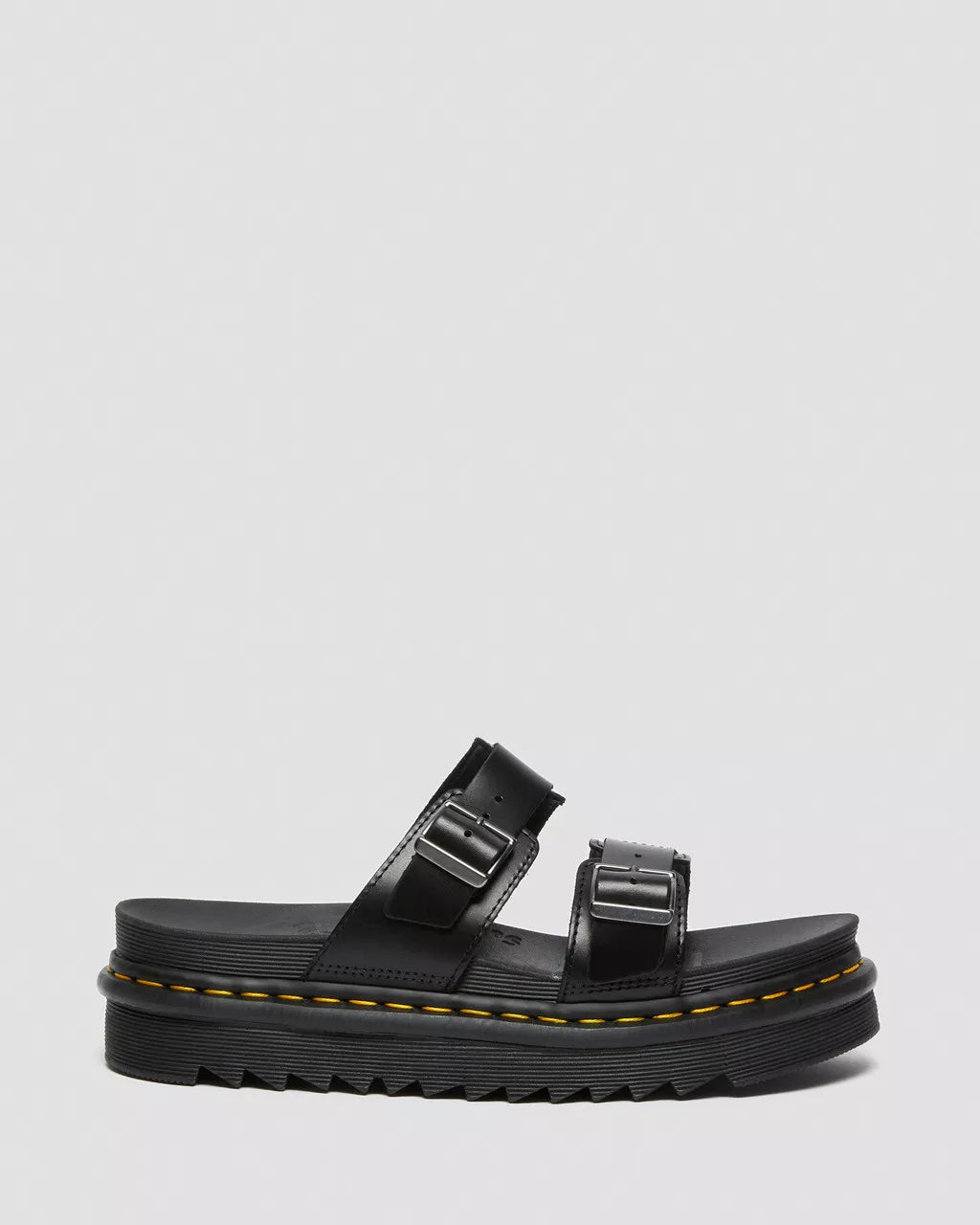 DR MARTENS Myles Brando Leather Buckle Slide Sandals