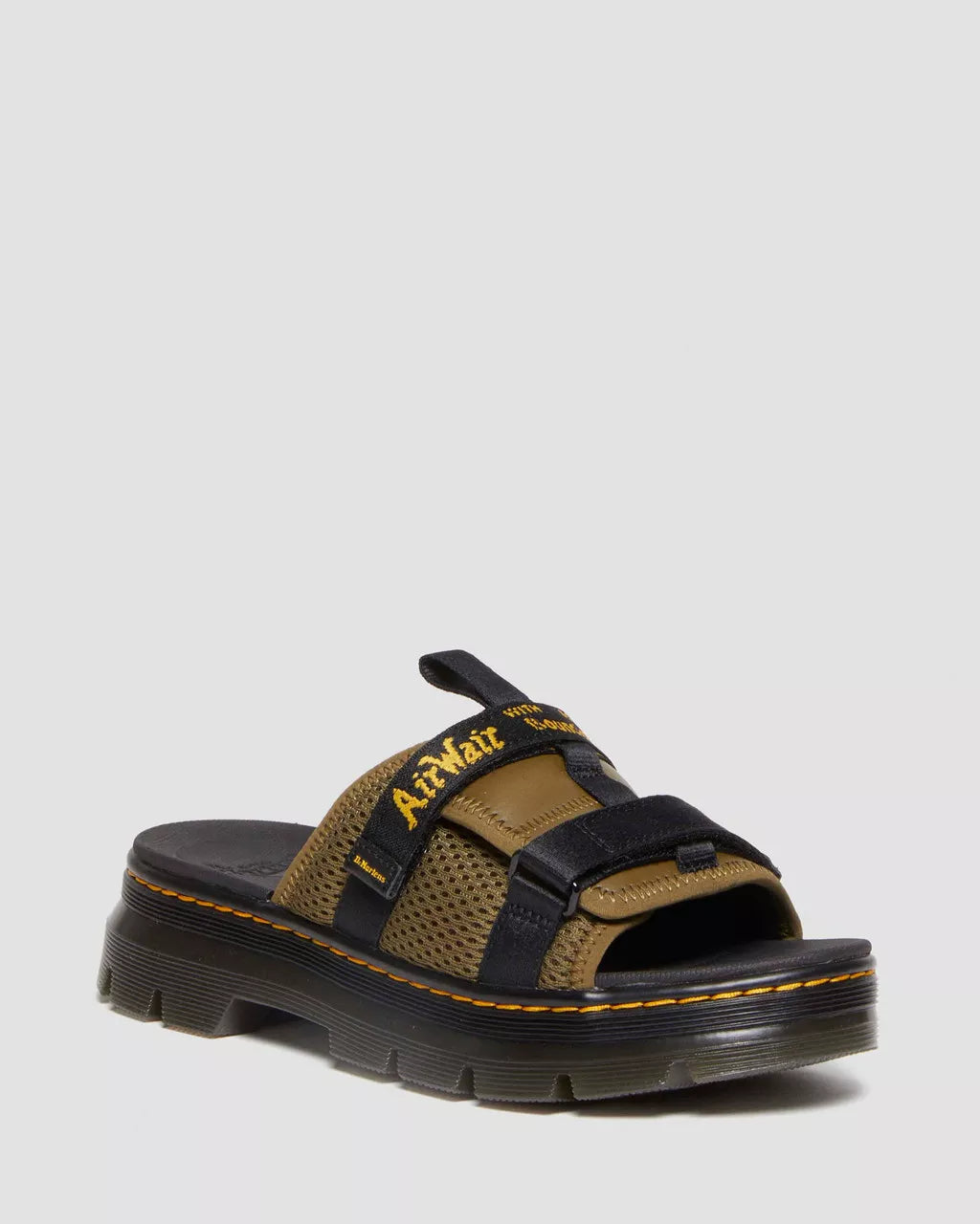 Ayce Logo Milled Leather Strap Platform Slides