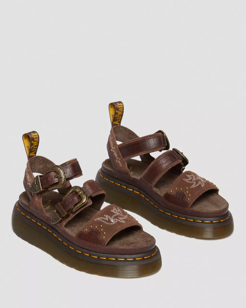 DR MARTENS Gryphon Gothic Americana Leather Platform Sandals