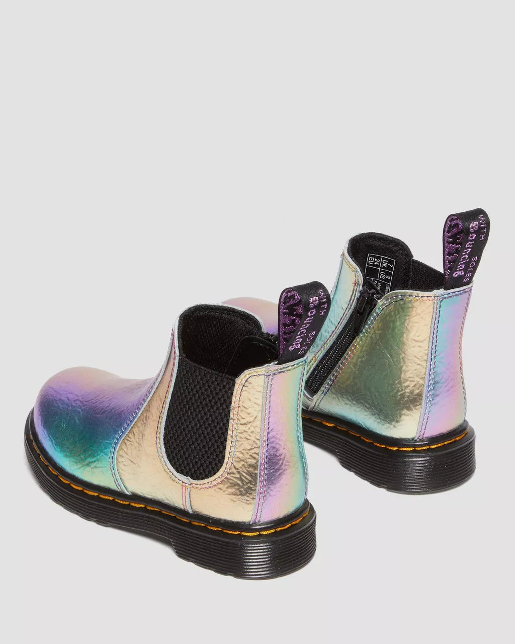DR MARTENS Toddler 2976 Rainbow Crinkle Leather Chelsea Boots