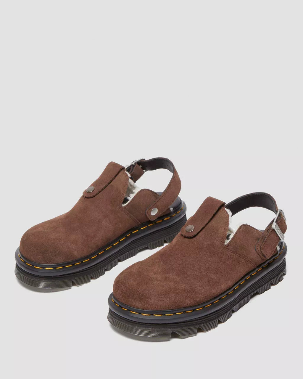 Zebzag Suede Fleece-Lined Platform Mules