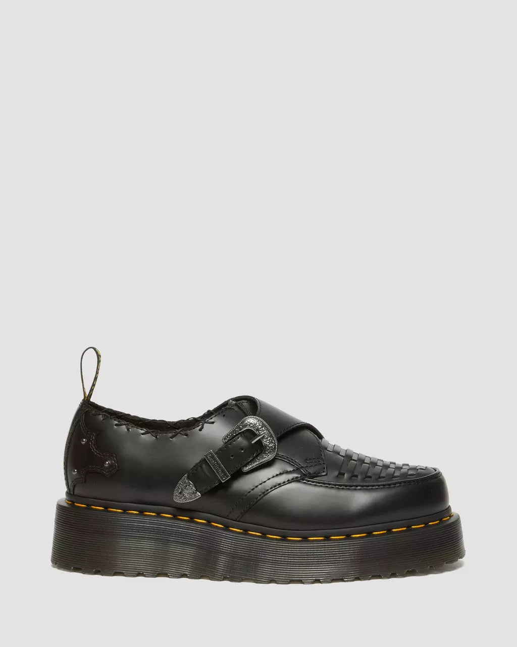 DR MARTENS Ramsey Woven Smooth Leather Platform Creepers