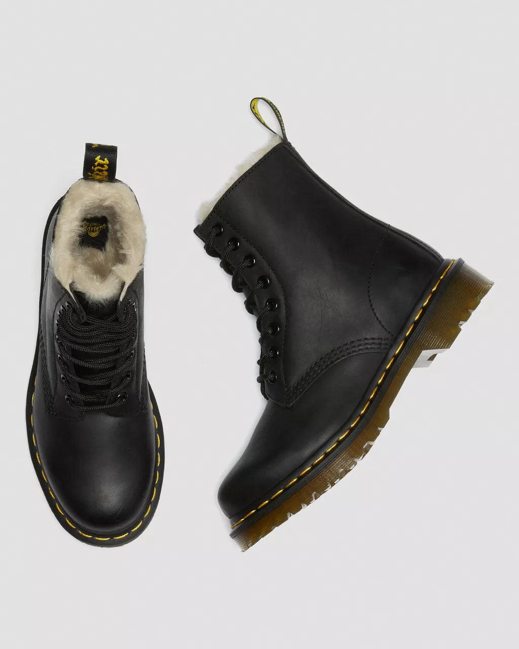 1460 Serena Faux Fur Lined Leather Lace Up Boots