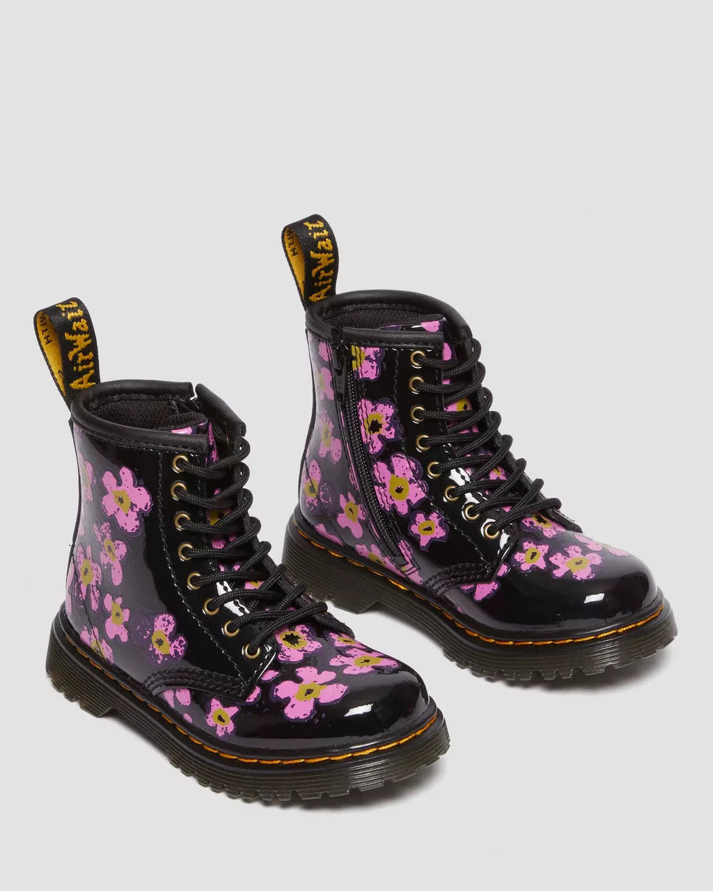 DR MARTENS Toddler 1460 Floral Patent Boots