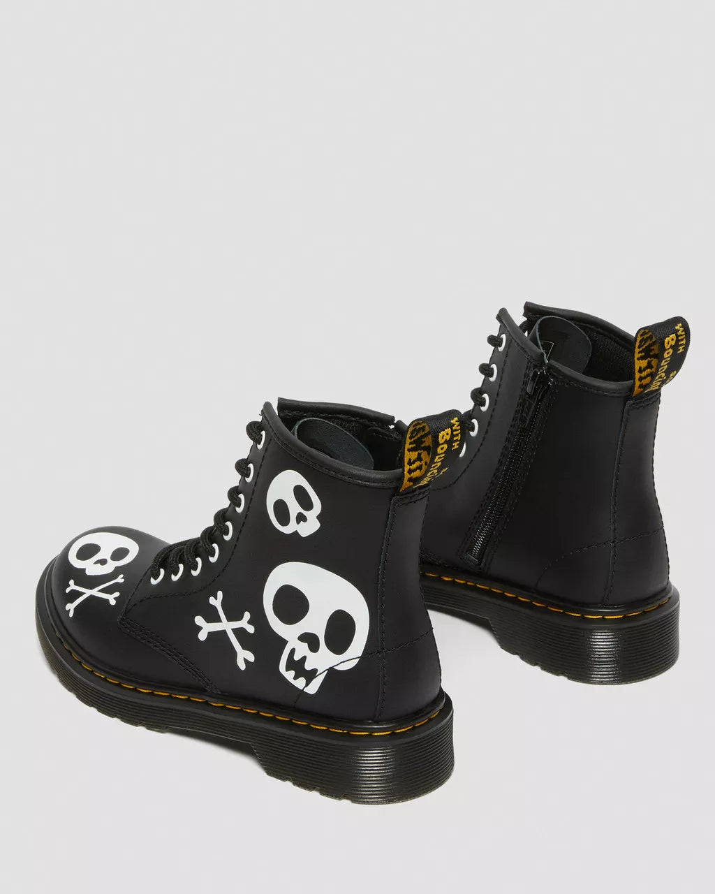 DR MARTENS Junior 1460 Skull &amp; Bones Leather Lace Up Boots