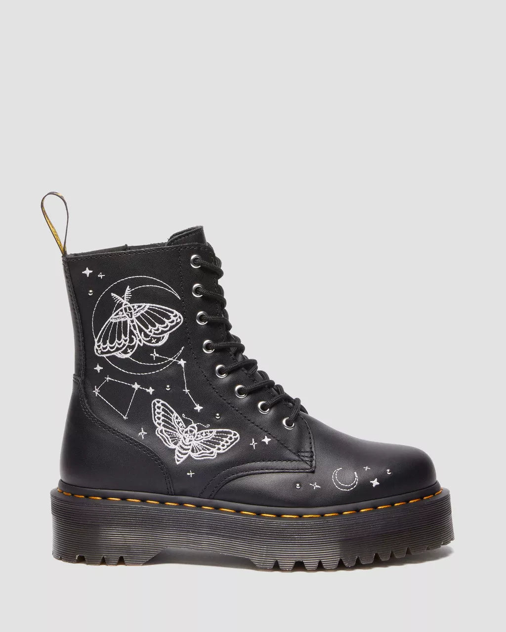 JADON CELESTIAL MOTH EMBROIDERED PLATFORM BOOTS
