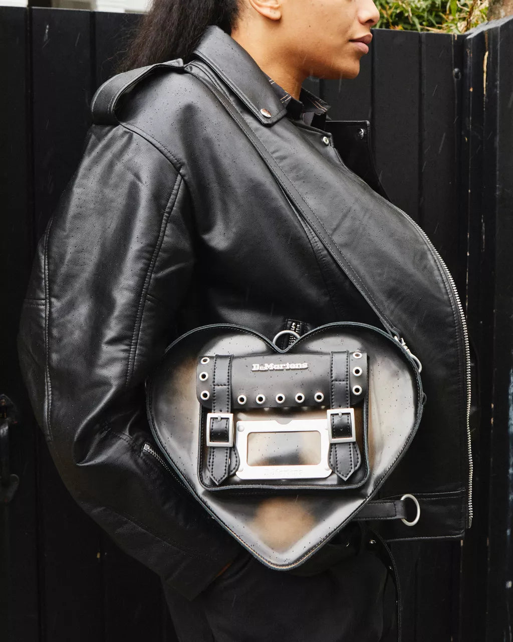DR MARTENS Brush Off Leather Heart Shaped Bag