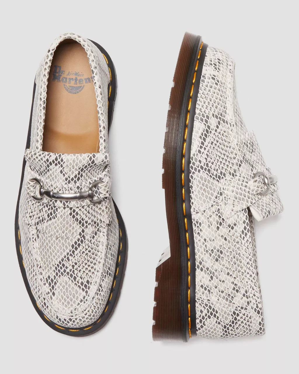 DR MARTENS Adrian Snaffle Python Print Suede Loafers