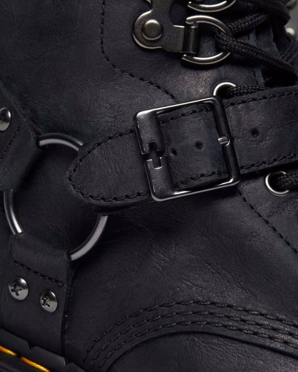 DR MARTENS 1460 Buckle Harness Leather Lace Up Boots