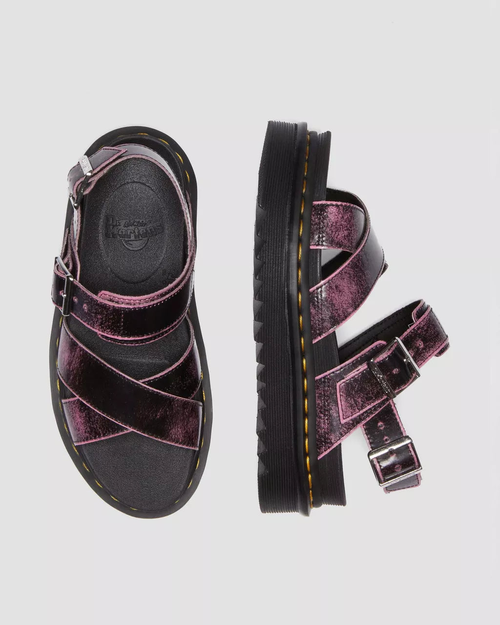DR MARTENS Voss II Distressed Leather Platform Sandals