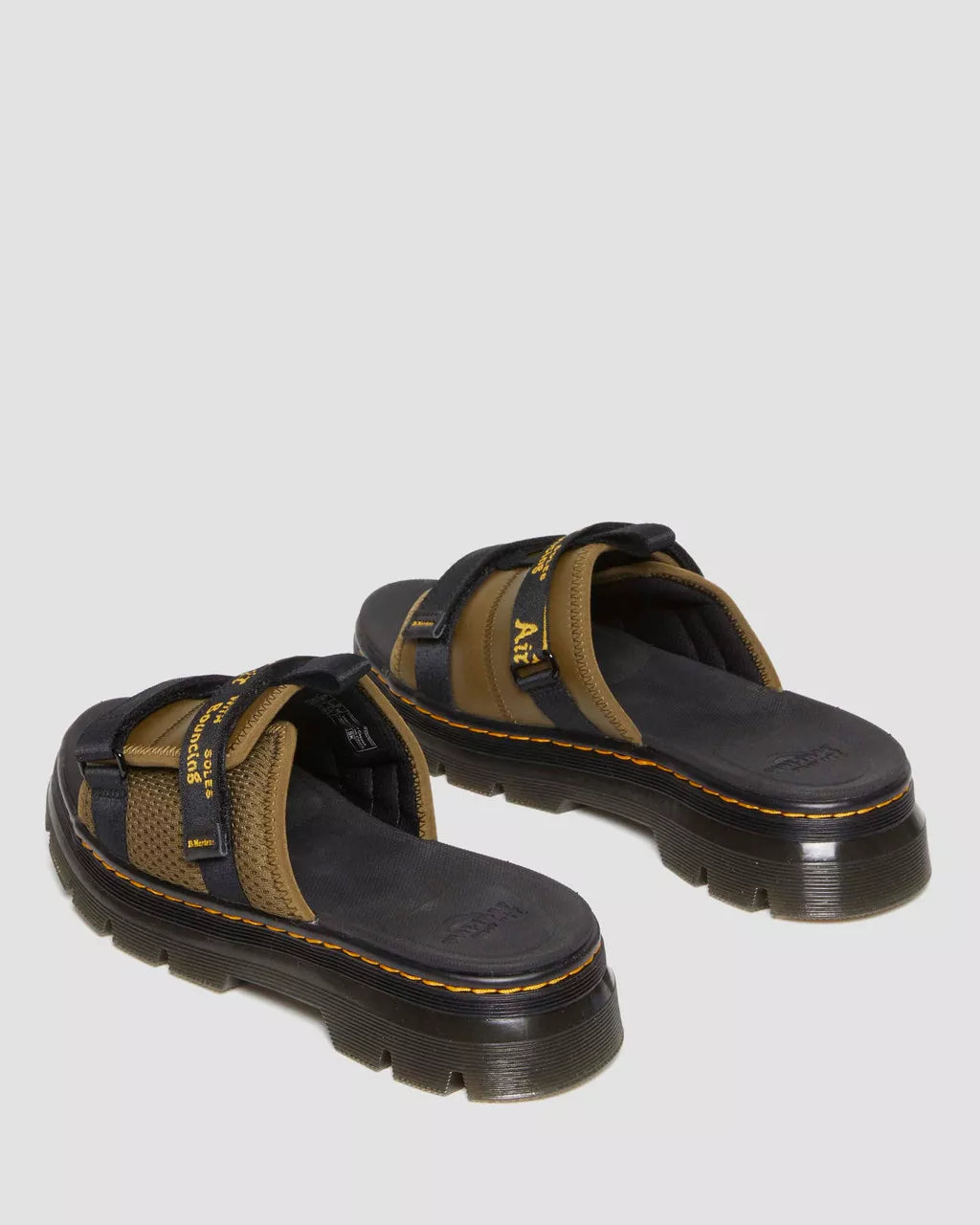 Ayce Logo Milled Leather Strap Platform Slides