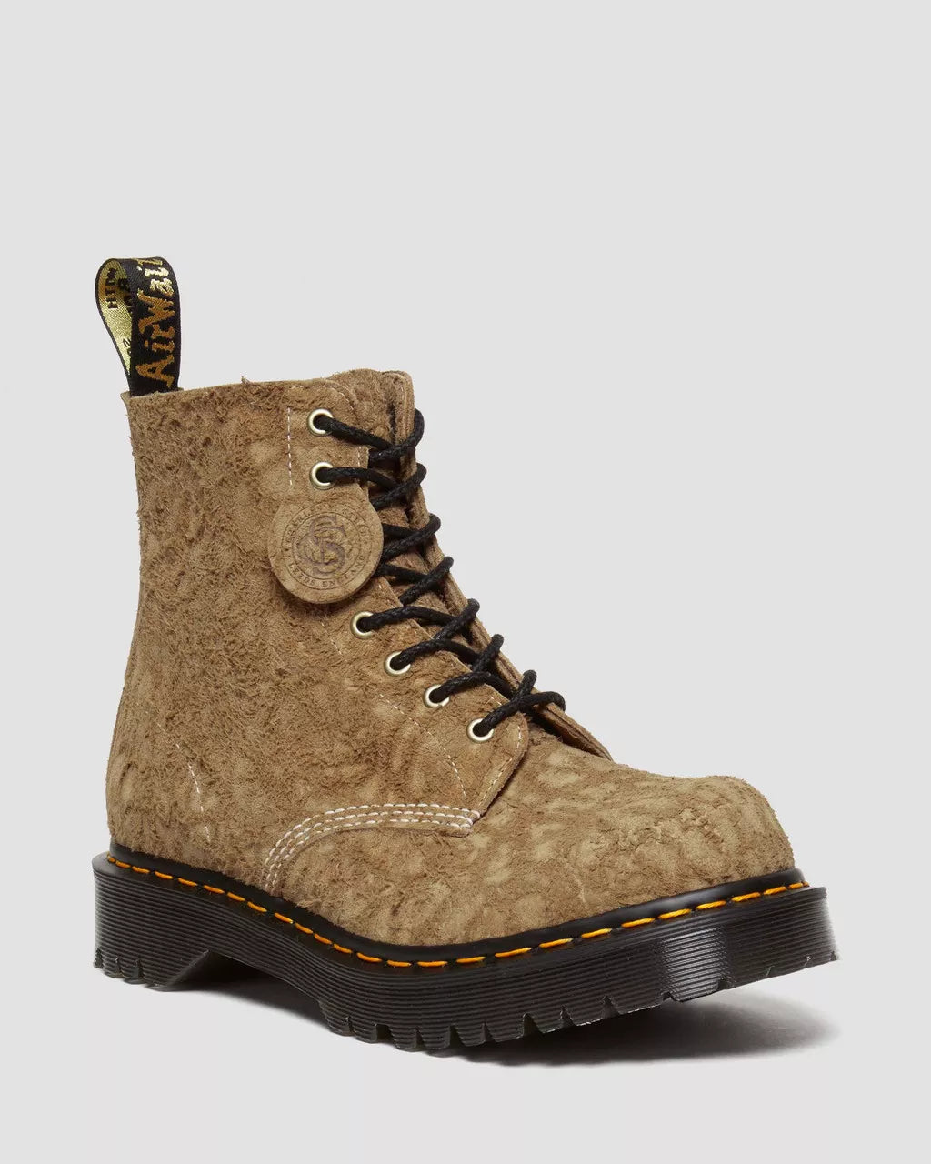 DR MARTENS 1460 Pascal Made in England Emboss Suede Lace Up Boots
