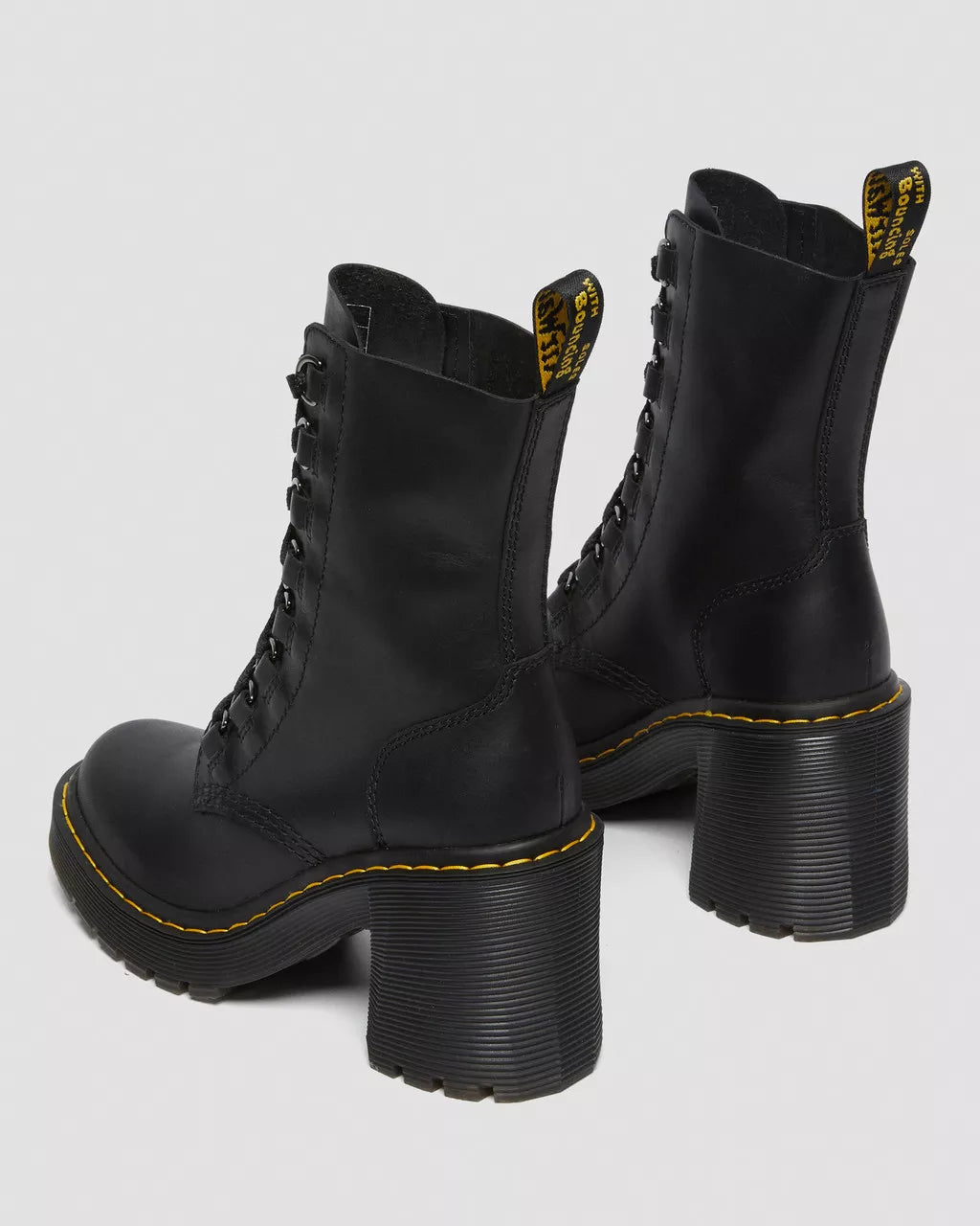 Chesney Leather Flared Heel Lace Up Boots