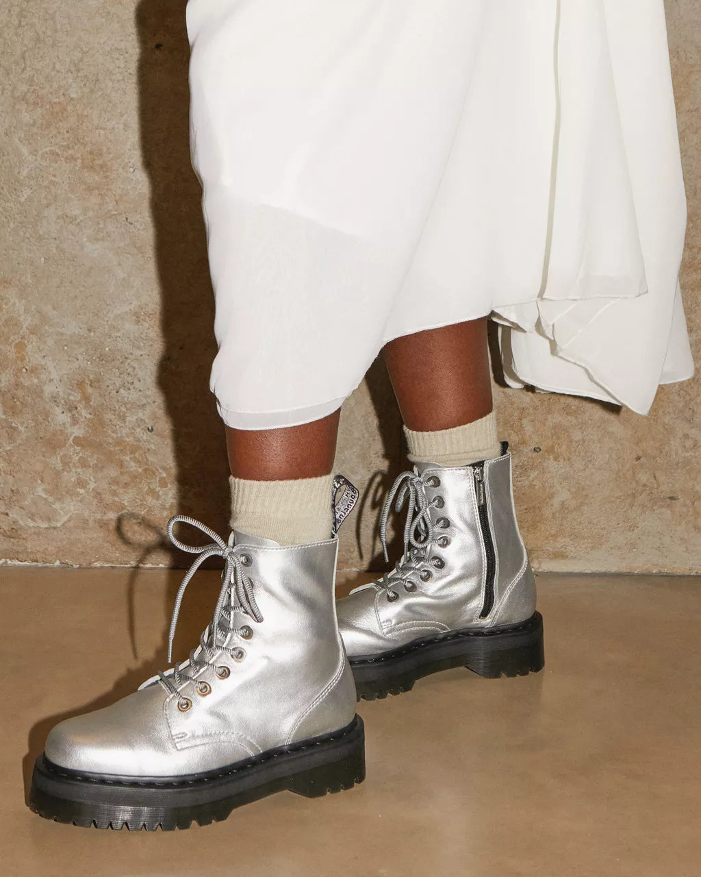 DR MARTENS Jadon Metallic Leather Platform Boots