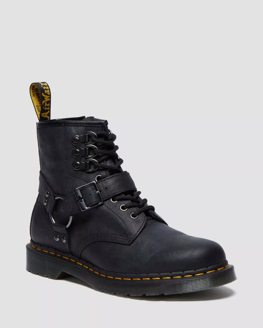DR MARTENS 1460 Buckle Harness Leather Lace Up Boots