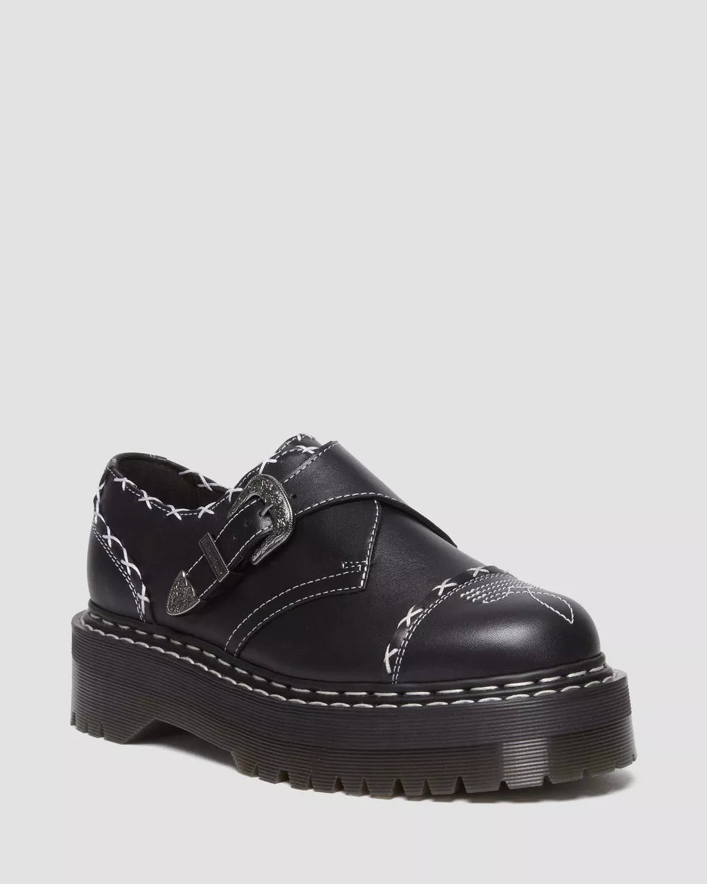 DR MARTENS Monk Strap Quad Contrast Stich Platform Shoes