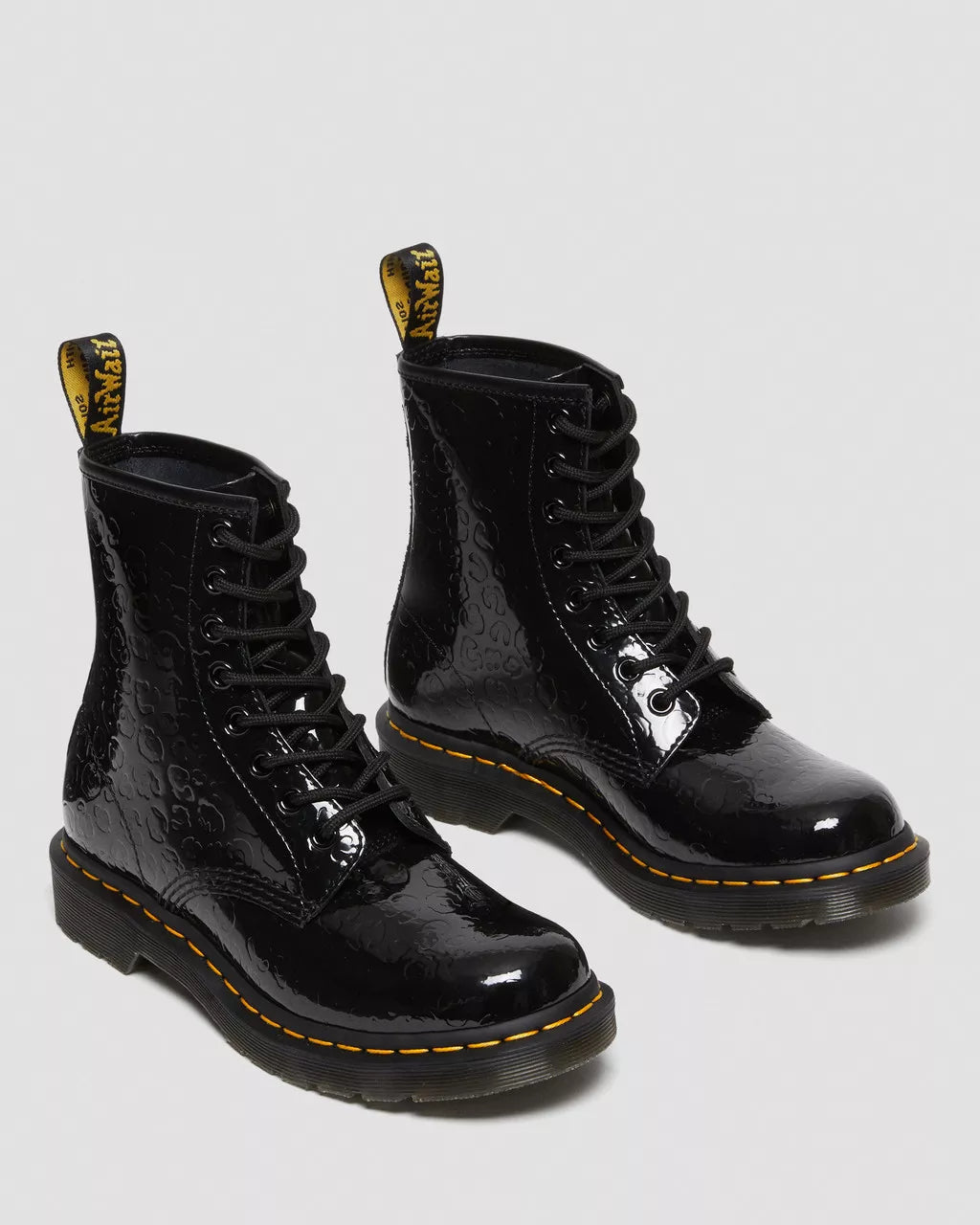 DR MARTENS 1460 Leopard Emboss Patent Leather Boots
