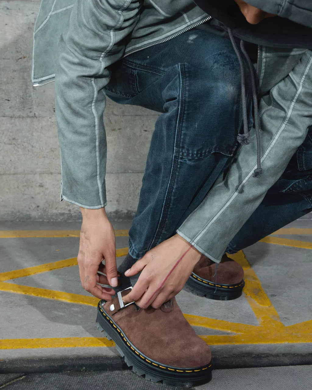 Zebzag Suede Fleece-Lined Platform Mules