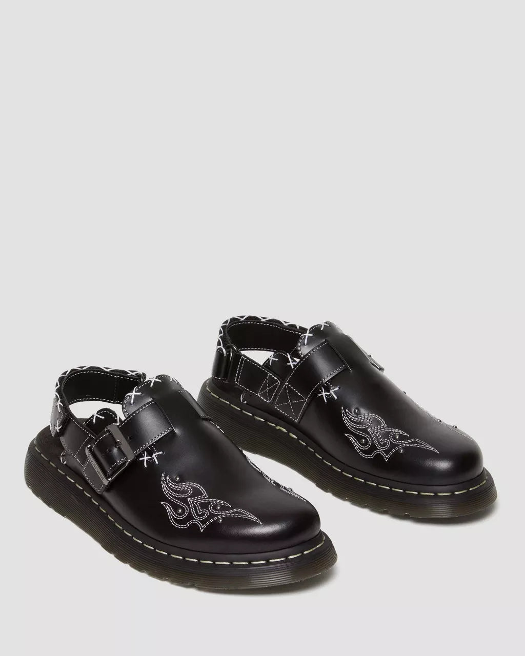 DR MARTENS Jorge Contrast Stitch Leather Mules