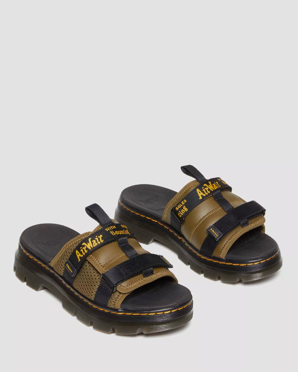 Ayce Logo Milled Leather Strap Platform Slides