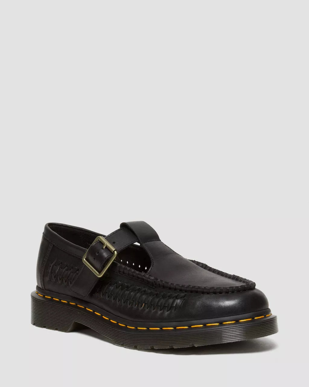 DR MARTENS Adrian T-Bar Woven Leather Mary Jane Shoes