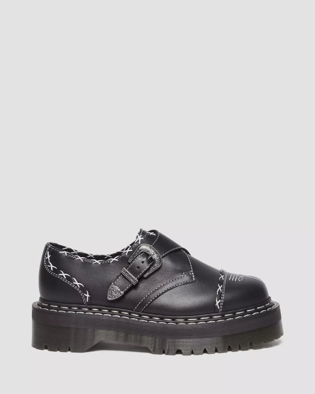 DR MARTENS Monk Strap Quad Contrast Stich Platform Shoes